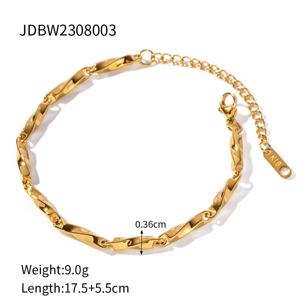 basic retro solid color stainless steel plating 18k gold plated bracelets necklace