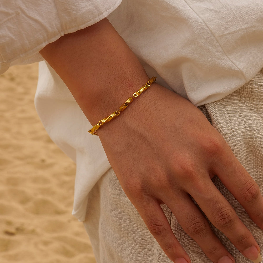 basic retro solid color stainless steel plating 18k gold plated bracelets necklace