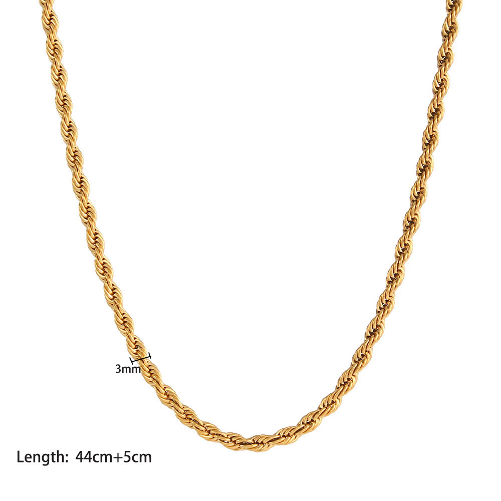 hip-hop geometric stainless steel titanium steel chain 18k gold plated necklace