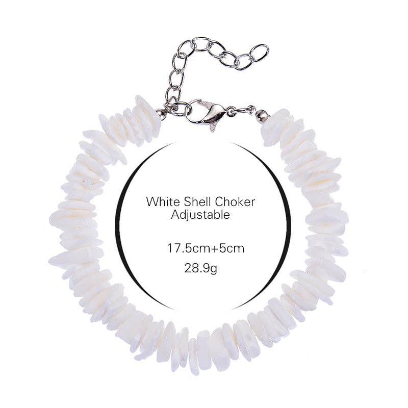 simple style solid color shell beaded women's necklace