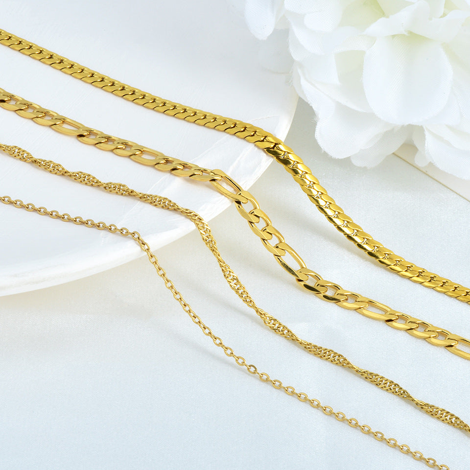 simple style geometric titanium steel plating 18k gold plated necklace