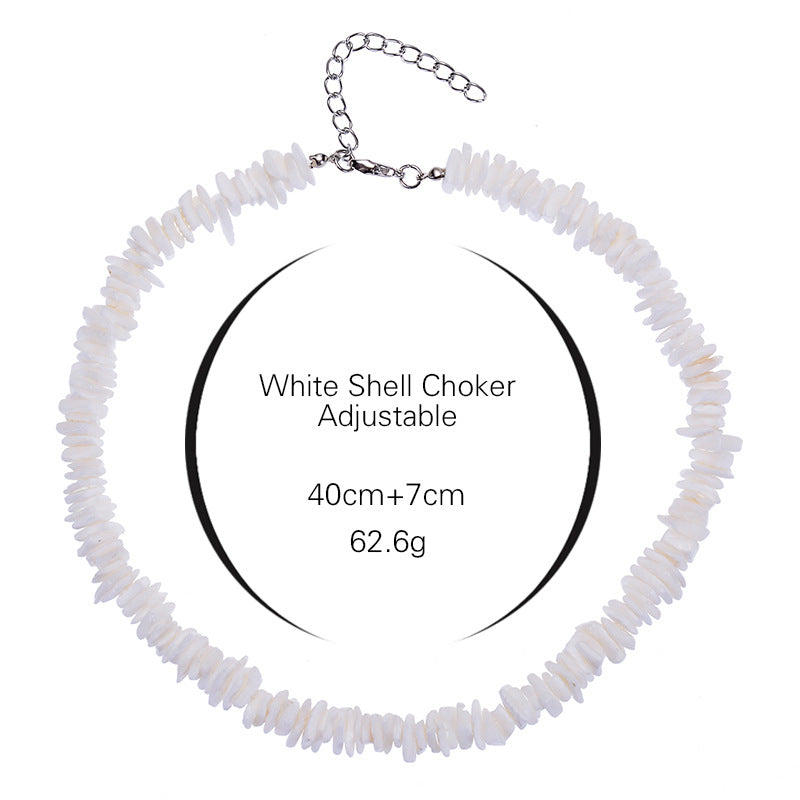 simple style solid color shell beaded women's necklace