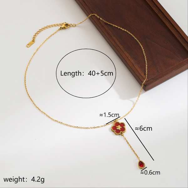 Elegant Simple Style Flower Stainless Steel Arylic Plating Inlay Acrylic Zircon 18K Gold Plated Women's Solitaire Necklace