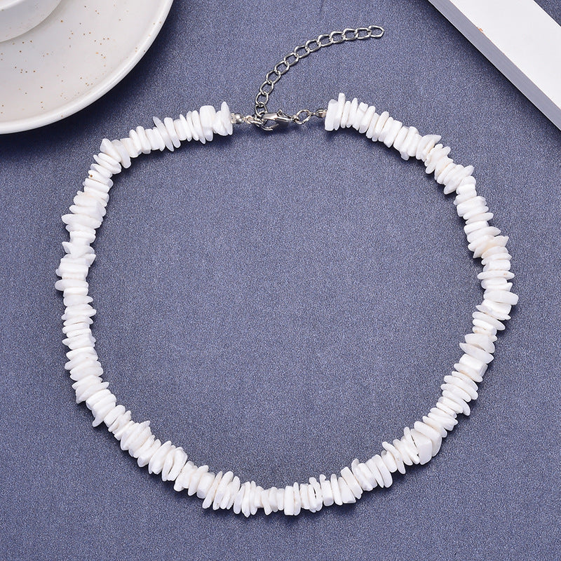 simple style solid color shell beaded women's necklace