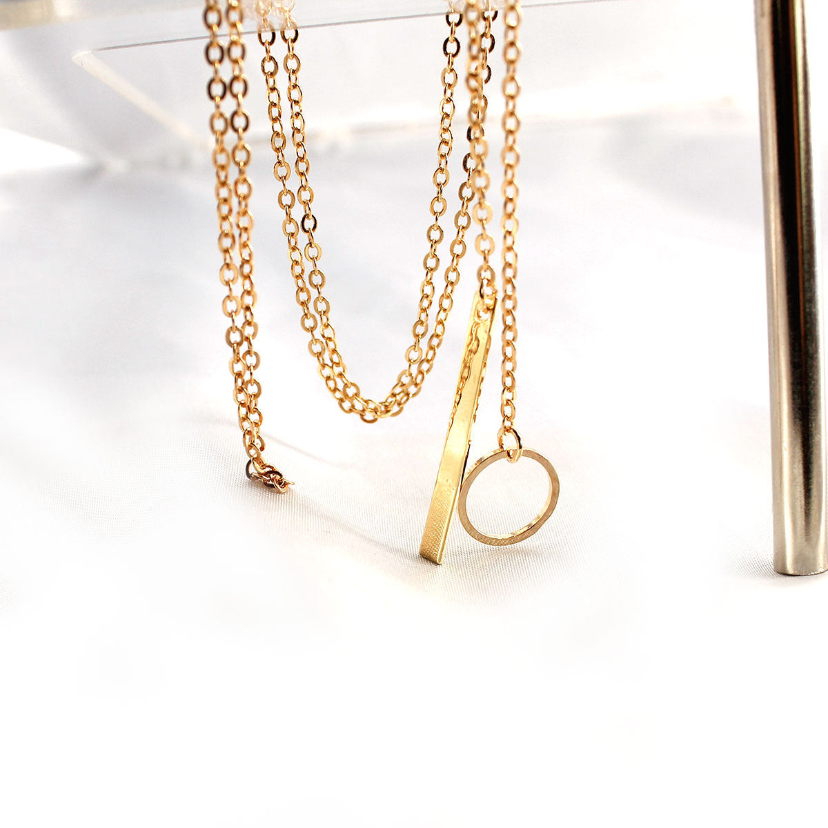 fashion geometric tassel alloy plating necklace