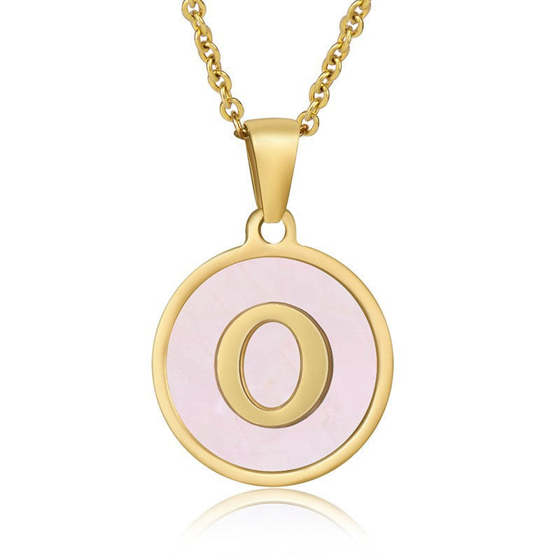 fashion round letter titanium steel pendant necklace