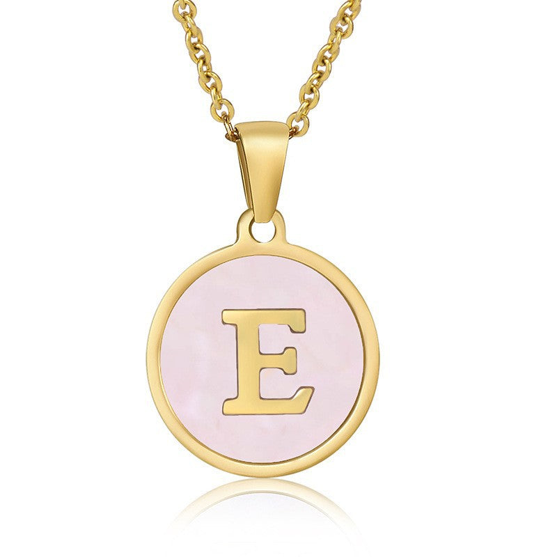 fashion round letter titanium steel pendant necklace