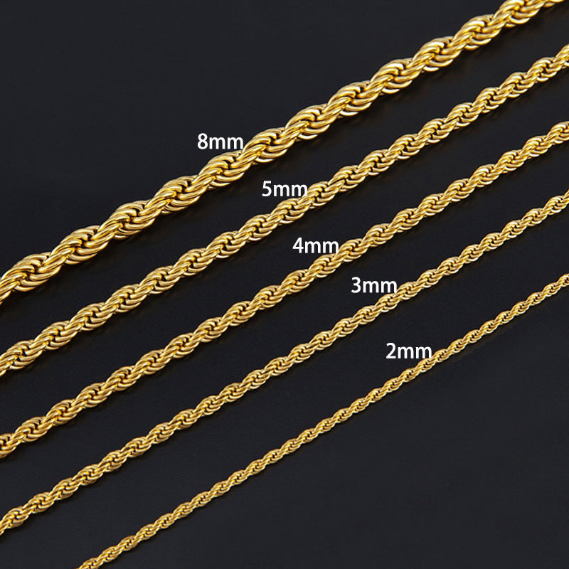 hip-hop geometric stainless steel titanium steel chain 18k gold plated necklace