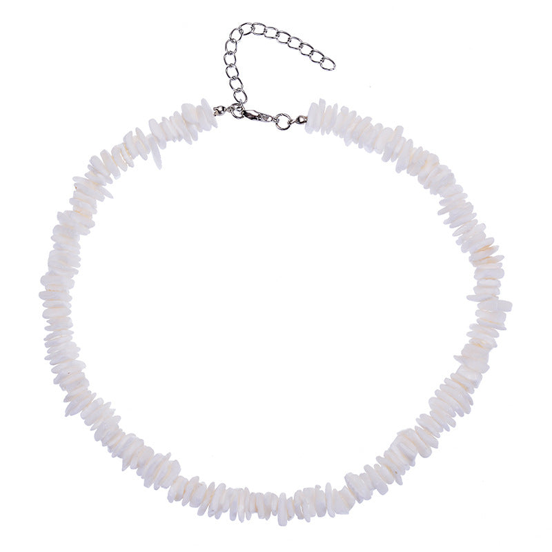 simple style solid color shell beaded women's necklace