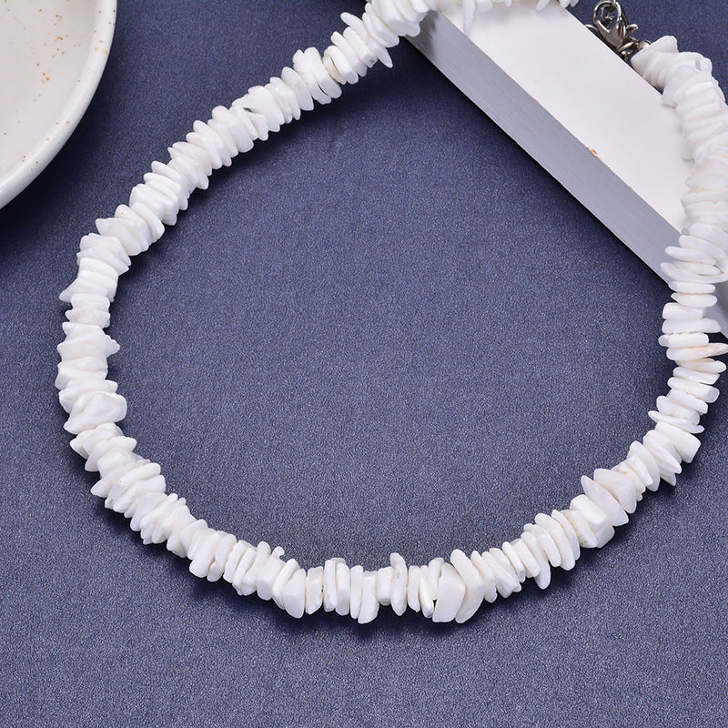 simple style solid color shell beaded women's necklace