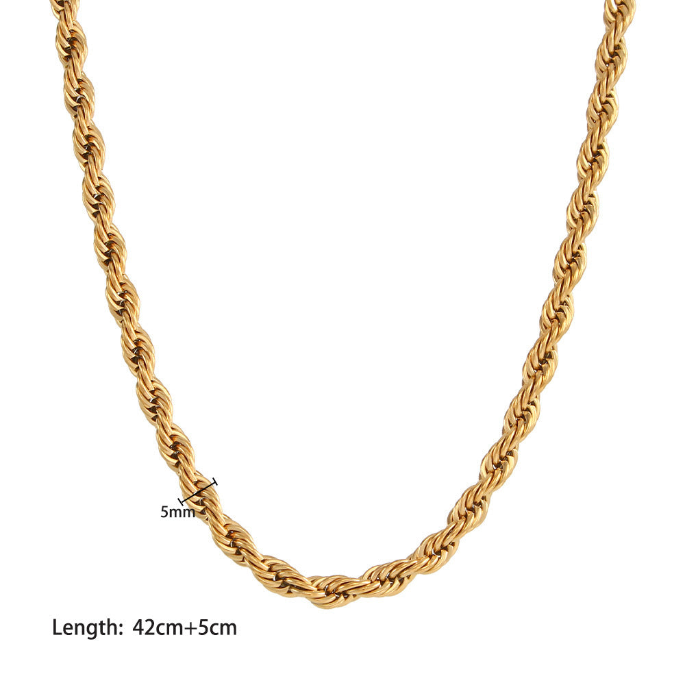 hip-hop geometric stainless steel titanium steel chain 18k gold plated necklace