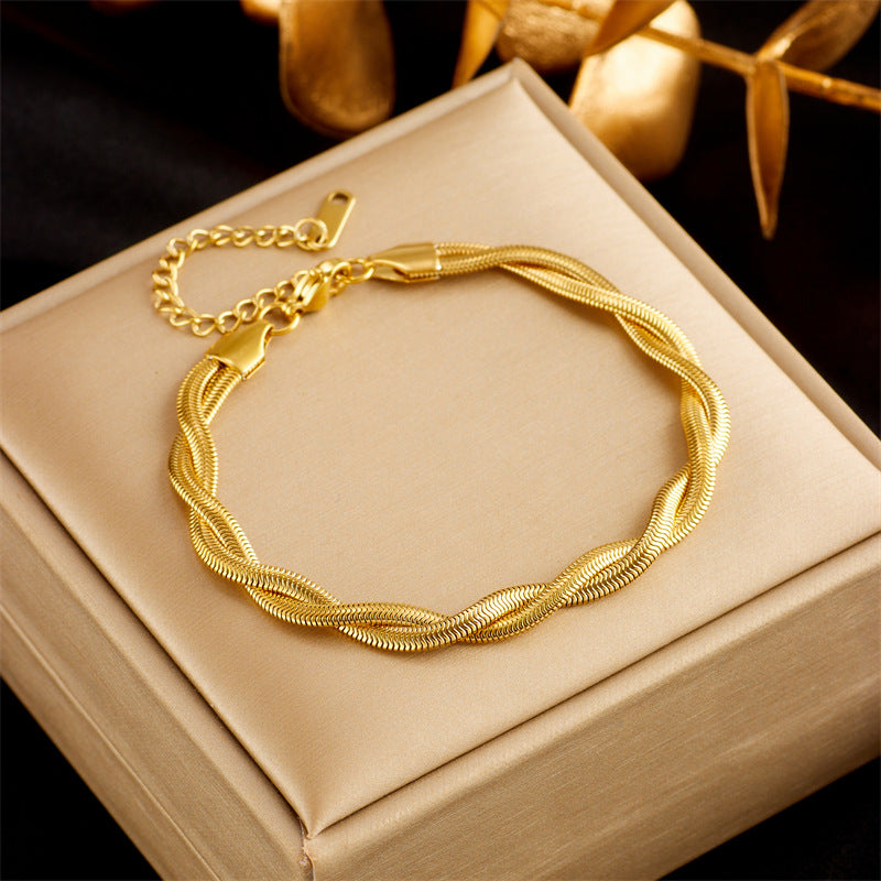 elegant simple style geometric titanium steel plating bracelets necklace