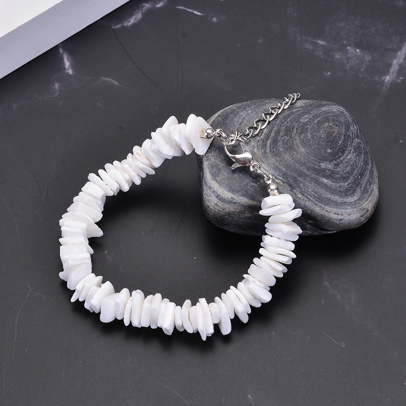 simple style solid color shell beaded women's necklace