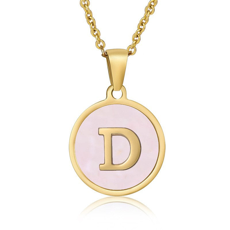 fashion round letter titanium steel pendant necklace