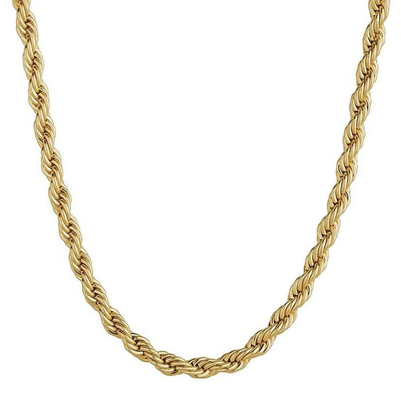 hip-hop geometric stainless steel titanium steel chain 18k gold plated necklace